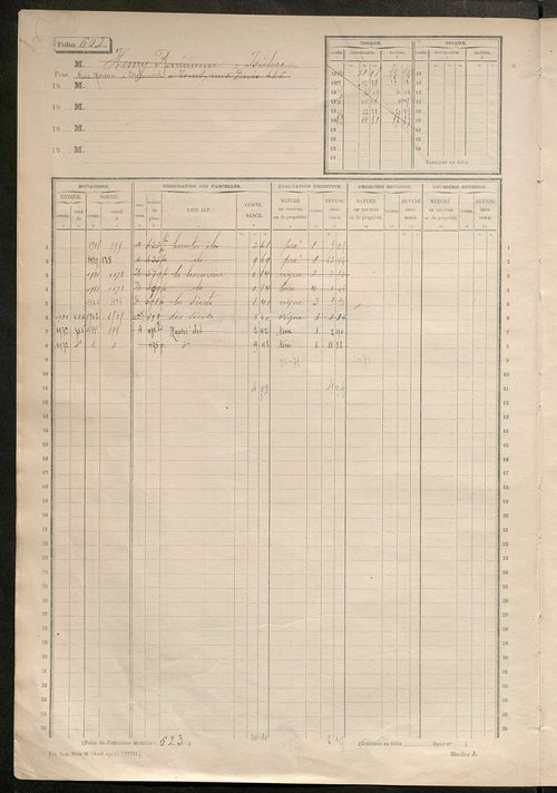 Matrice des propriétés non bâties, fol. 601 à 1200.