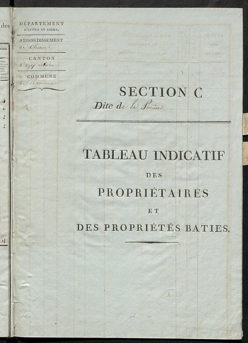 Tableau indicatif des propriétaires et des propriétés bâties.