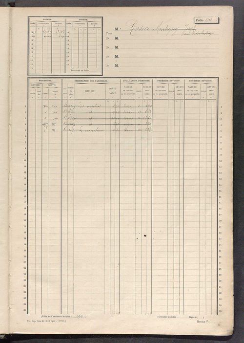 Matrice des propriétés non bâties, fol. 501 à 842.