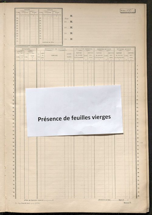 Matrice des propriétés non bâties, fol. 1089 à 1593.