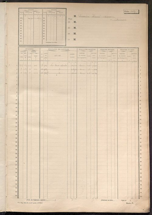 Matrice des propriétés non bâties, fol. 1089 à 1593.