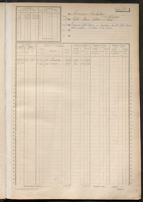 Matrice des propriétés non bâties, fol. 1089 à 1593.