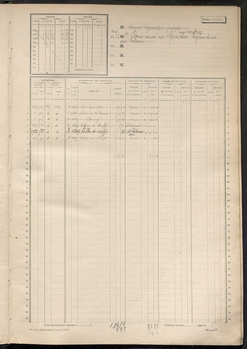 Matrice des propriétés non bâties, fol. 1089 à 1593.