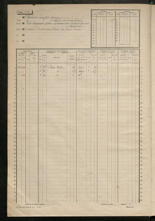 Matrice des propriétés non bâties, fol. 2395 à 2894.
