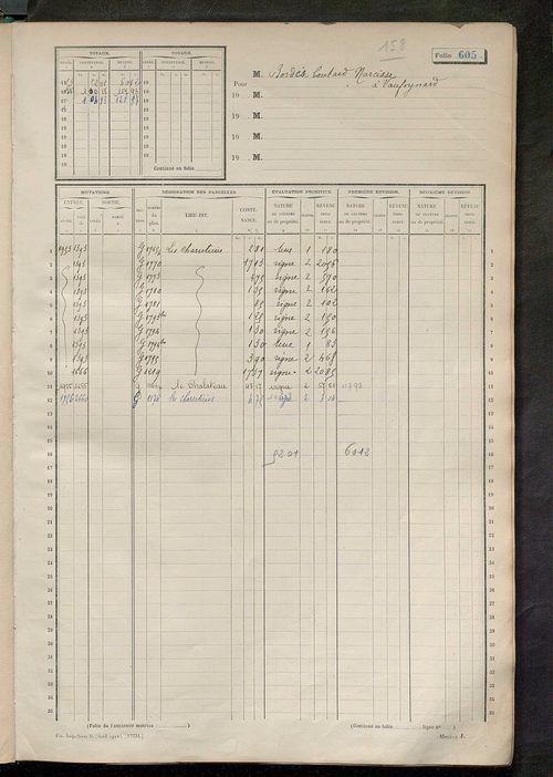 Matrice des propriétés non bâties, fol. 597 à 1194.