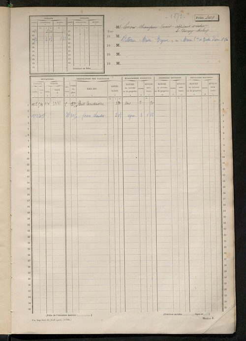 Matrice des propriétés non bâties, fol. 2395 à 2894.