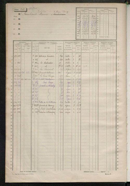 Matrice des propriétés non bâties, fol. 2395 à 2894.