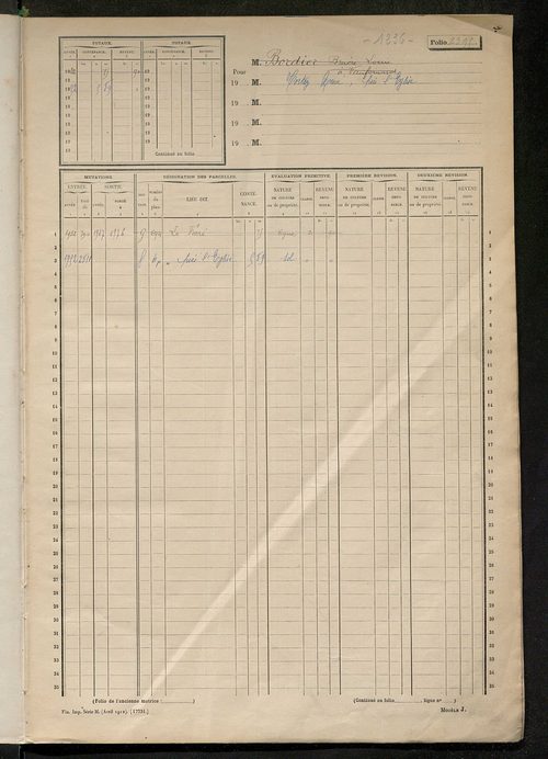 Matrice des propriétés non bâties, fol. 2395 à 2894.