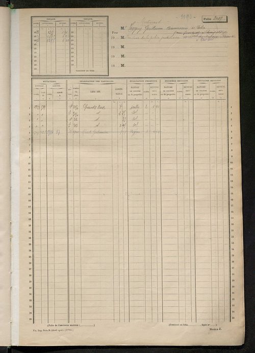 Matrice des propriétés non bâties, fol. 2395 à 2894.