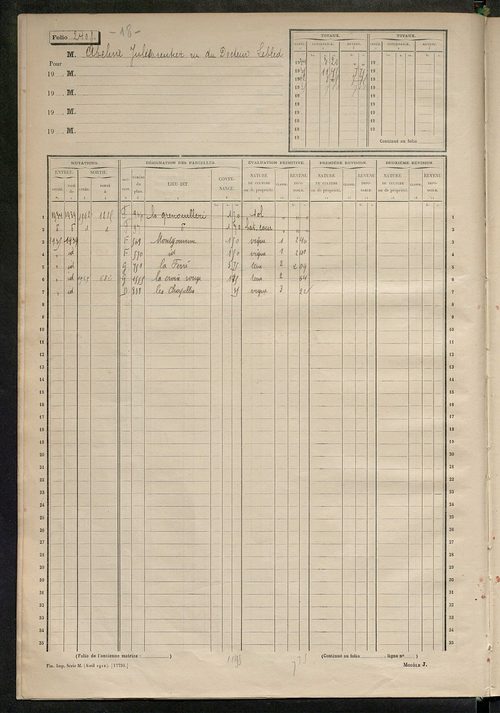 Matrice des propriétés non bâties, fol. 2395 à 2894.