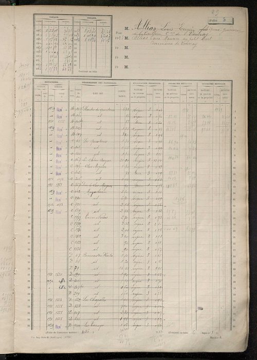 Matrice des propriétés non bâties, fol. 1 à 596.