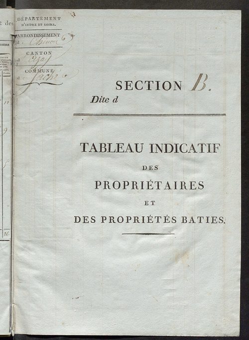Tableau indicatif des propriétaires et des propriétés bâties.