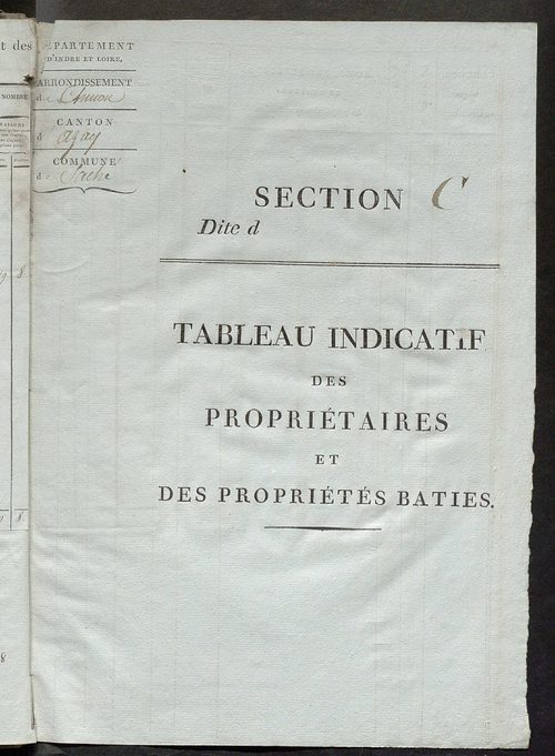 Tableau indicatif des propriétaires et des propriétés bâties.