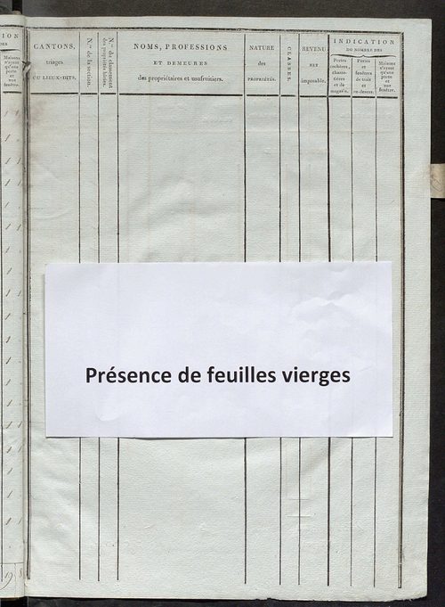 Tableau indicatif des propriétaires et des propriétés bâties.