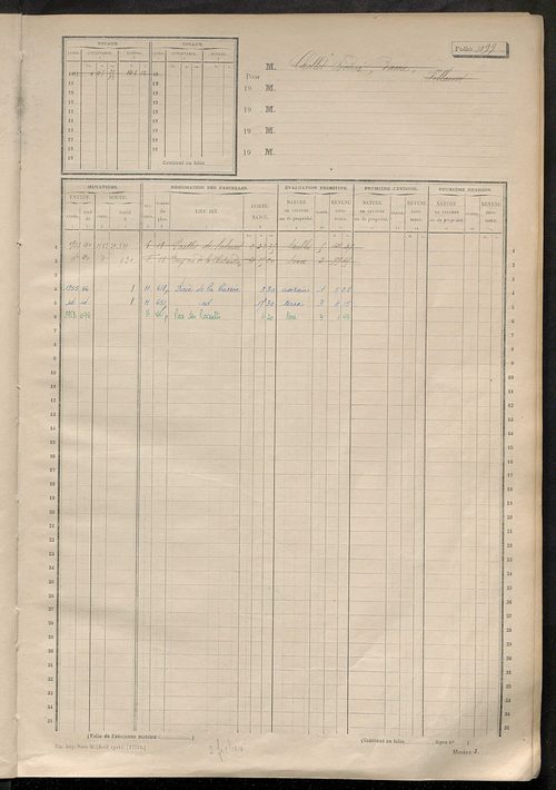 Matrice des propriétés non bâties, fol. 1089 à 1658.