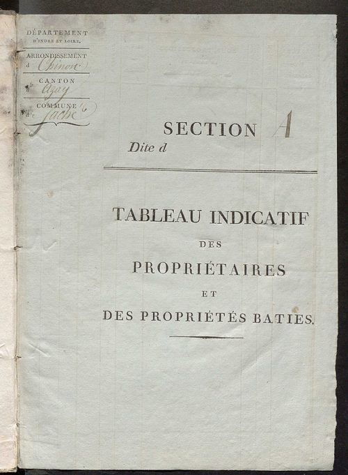 Tableau indicatif des propriétaires et des propriétés bâties.