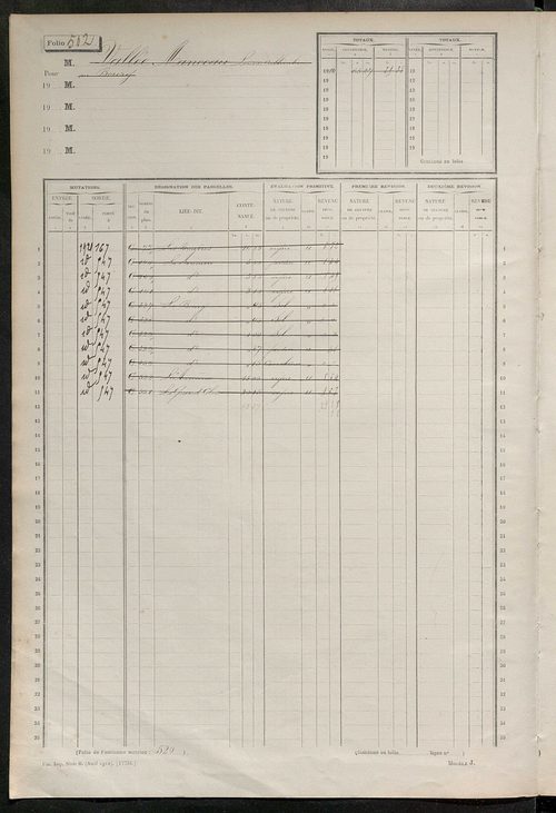 Matrice des propriétés non bâties, fol. 501 à 661.