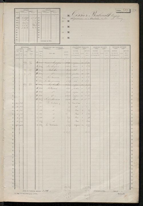 Matrice des propriétés non bâties, fol. 501 à 661.