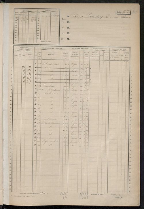 Matrice des propriétés non bâties, fol. 501 à 661.