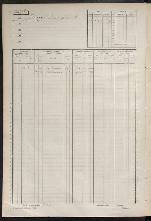Matrice des propriétés non bâties, fol. 501 à 661.