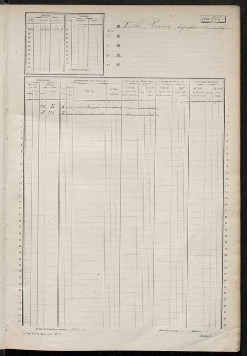 Matrice des propriétés non bâties, fol. 501 à 661.