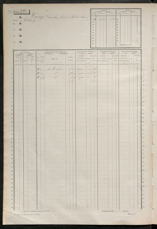 Matrice des propriétés non bâties, fol. 501 à 661.