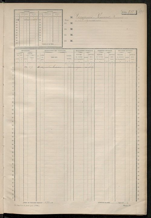 Matrice des propriétés non bâties, fol. 501 à 661.