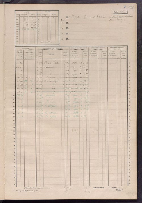 Matrice des propriétés non bâties, fol. 493 à 530.