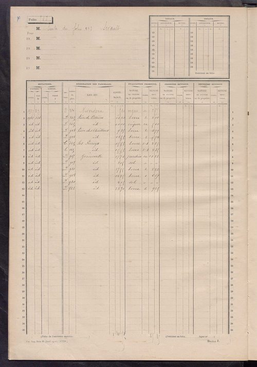 Matrice des propriétés non bâties, fol. 493 à 530.