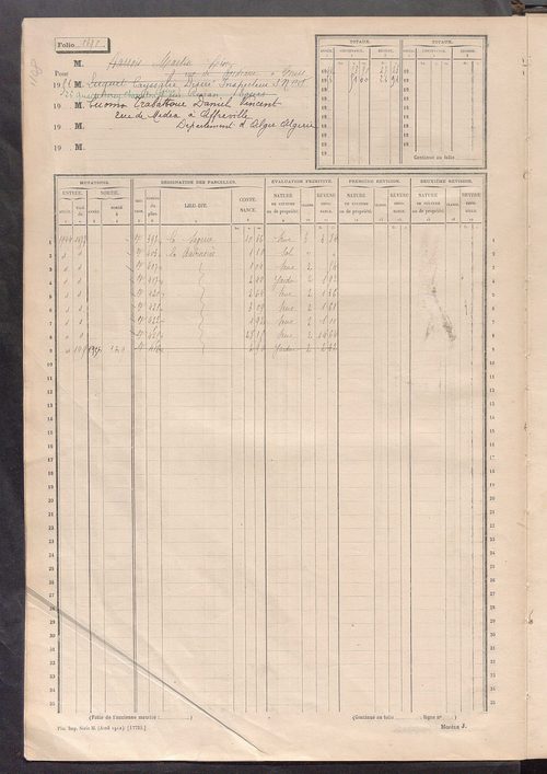 Matrice des propriétés non bâties, fol. 1689 à 1988.