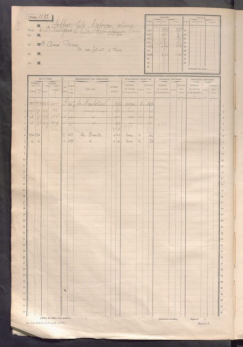 Matrice des propriétés non bâties, fol. 1089 à 1688.