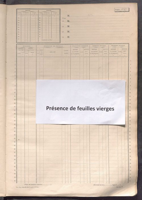 Matrice des propriétés non bâties, fol. 1089 à 1688.