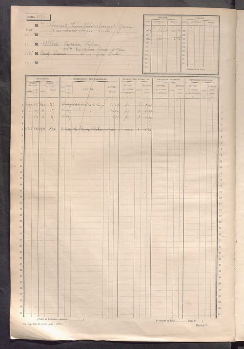 Matrice des propriétés non bâties, fol. 1089 à 1688.