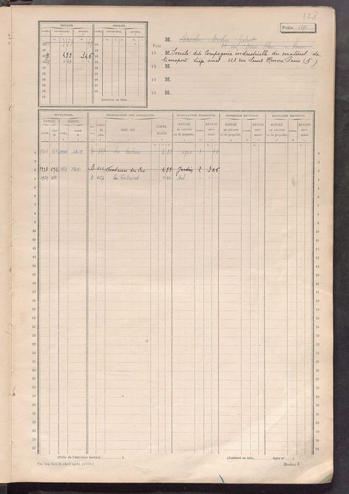 Matrice des propriétés non bâties, fol. 1689 à 1988.