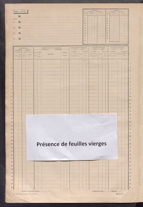 Matrice des propriétés non bâties, fol. 1201 à 1800.