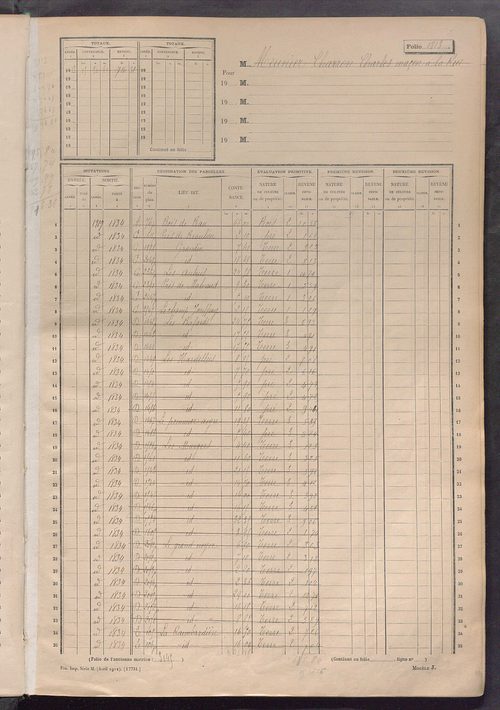 Matrice des propriétés non bâties, fol. 1801 à 2400.