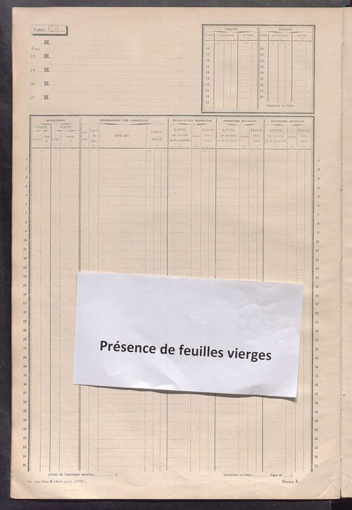 Matrice des propriétés non bâties, fol. 1201 à 1800.