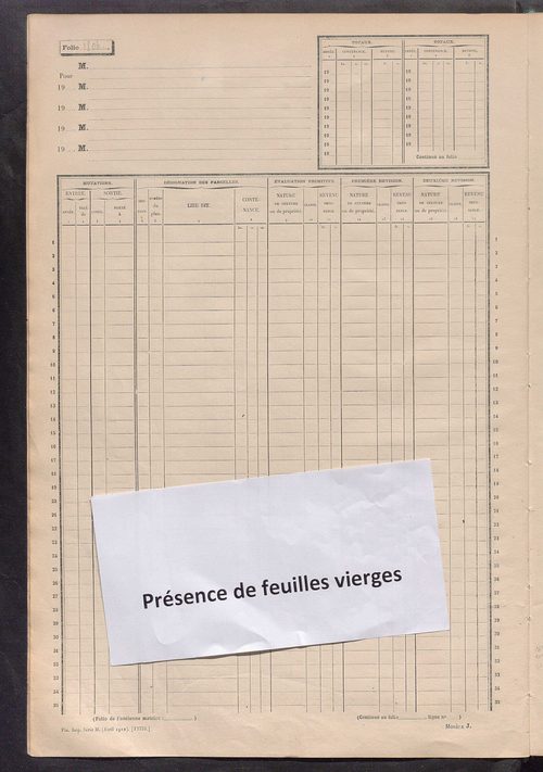 Matrice des propriétés non bâties, fol. 1801 à 2400.