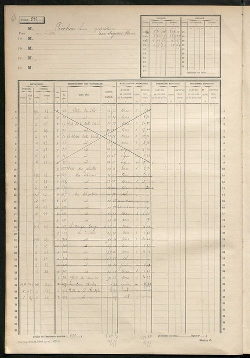 Matrice des propriétés non bâties, fol. 501 à 875.