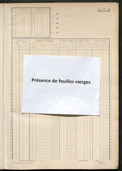 Matrice des propriétés non bâties, fol. 501 à 875.