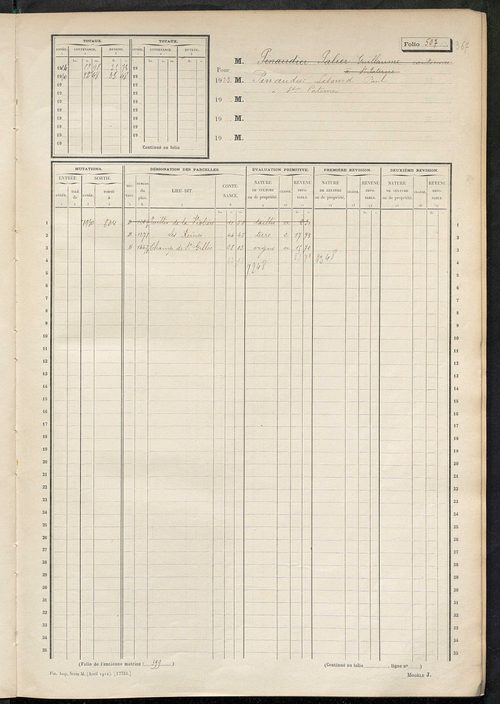 Matrice des propriétés non bâties, fol. 501 à 875.
