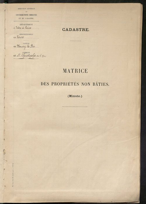 Tableau présentant les augmentations et les diminutions survenues dans la matière imposable ; récapitulation ; table alphabétique des propriétaires ; matrice des propriétés non bâties, fol. 1 à 500.