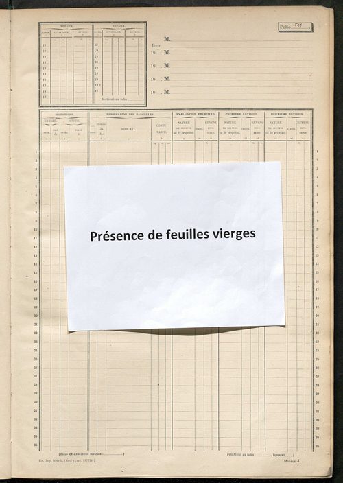 Matrice des propriétés non bâties, fol. 501 à 875.