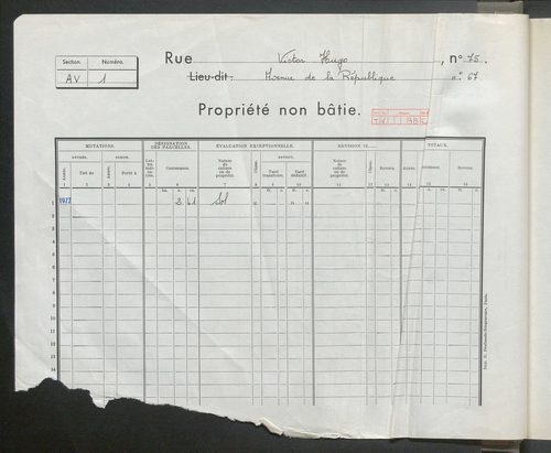 Section AV (n° 1 à 250).