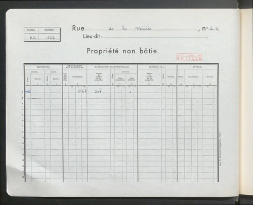 Section AZ (n° 101 à 304).