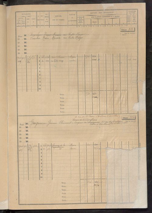 Matrice des propriétés bâties, cases 913 à 2637.