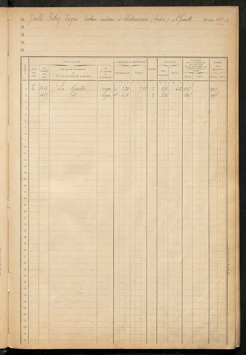 Matrice des propriétés foncières, fol. 1451 à 1646 ; table alphabétique des propriétaires.