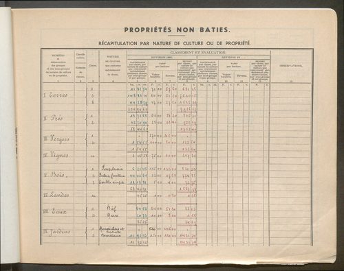 Matrice grise pour la partie dite "rurale" : table des comptes de la matrice ; comptes actifs personnes morales et A-Z ; comptes supprimés.
