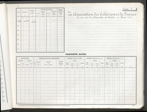 Matrice grise pour la partie dite "rurale" : table des comptes de la matrice ; comptes actifs personnes morales et A-Z ; comptes supprimés.