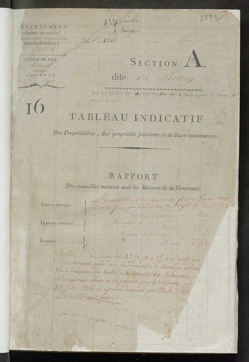 Etats de sections ; relevé des numéros de même nature de culture ; classement parcellaire et évaluation des revenus imposables des propriétés bâties, avec le nombre des portes et fenêtres.